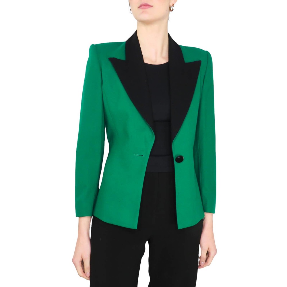 Vintage Green Blazer with Black Lapels